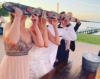 Personalized Wedding Shot Ski Guest Book: Rustic Bridal Shower Gift