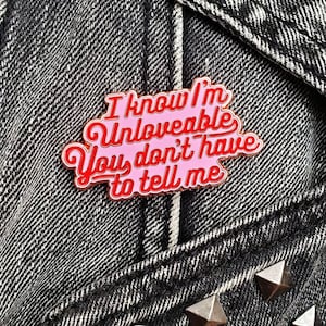 The Smiths Inspired &quot;Unloveable&quot; Hard Enamel Pin - Rose Gold Metal finish