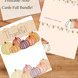 Printable Thankful Notecards, Canva Template Digital Download Fall Theme Bundle