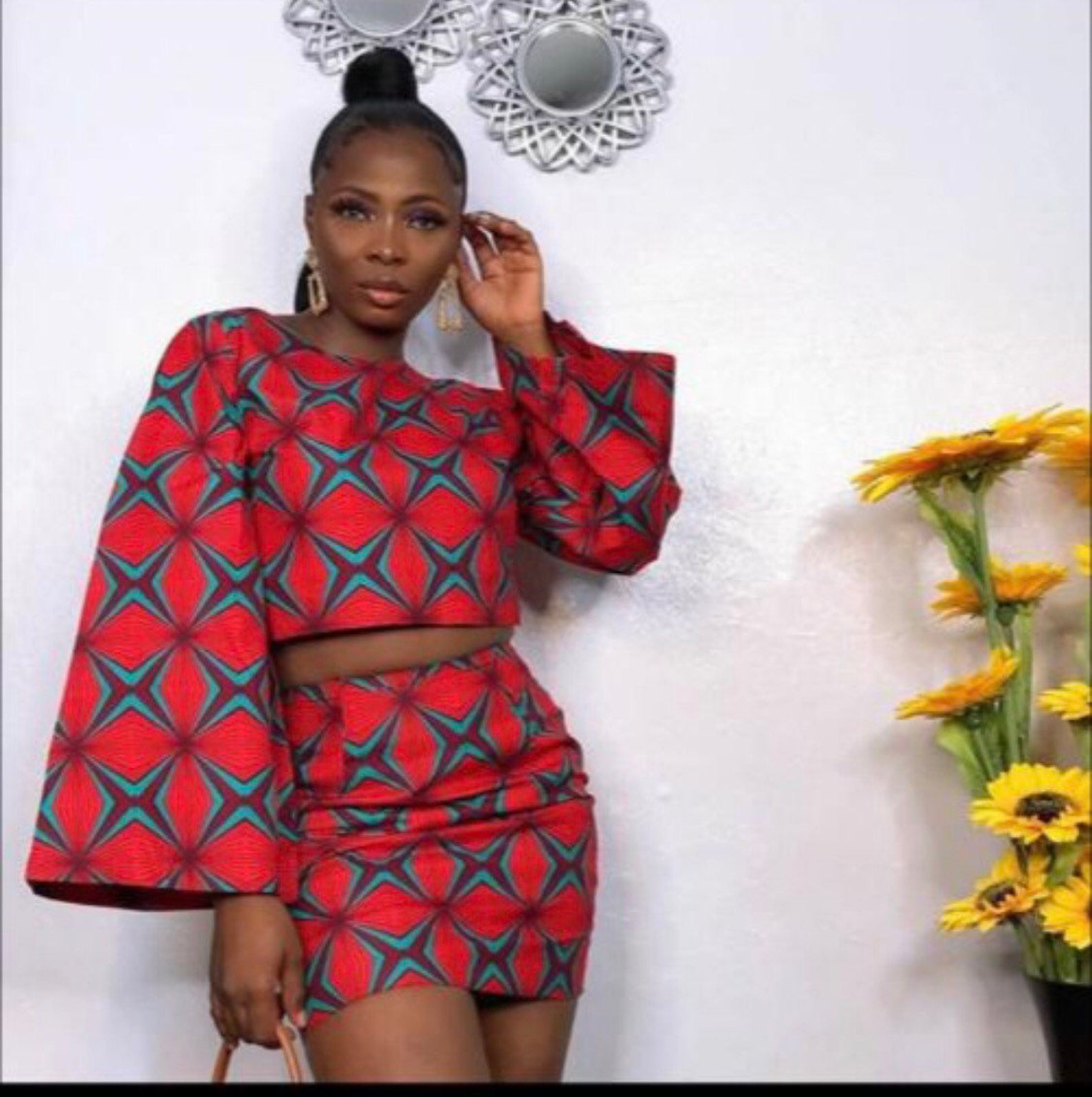 Uzoamaka ankara 2 piece top and mini skirt Etsy