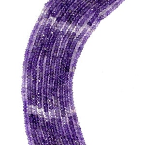Natural Amethyst Faceted Rondelle Beads: 13-Inch Strand