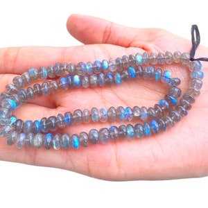 Labradorite Smooth Rondelle Beads, 6-7 mm ,Labradorite Beads, - Gem Quality , 8 Inch/ 16 Inch Full Strand, Price Per Strand