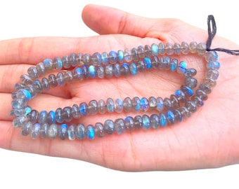 Labradorite Rondelle Beads: Gem Quality, 6-7mm, 8/16 Inch Strand