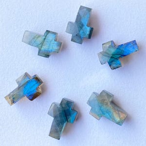 Labradorite Cross Charms: Faceted Gemstone Jewelry Making (15x10 MM)