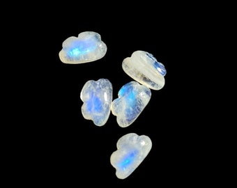 Rainbow Moonstone Cloud Beads: Flat Back Gemstone Charms (7x11mm)