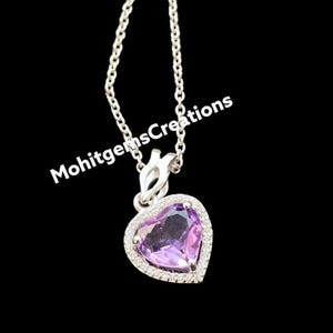 Amethyst Heart Necklace: Sterling Silver Pendant, Valentine&#39;s Gift