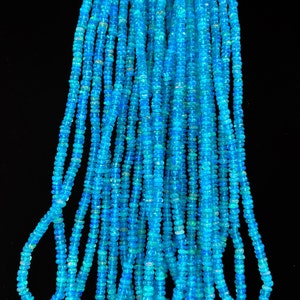 Sky Blue Ethiopian Opal Rondelle Beads, Ethiopian Opal Beads, Blue Opal Smooth Beads, 3-4 mm Smooth Opal Beads, Opal Beads