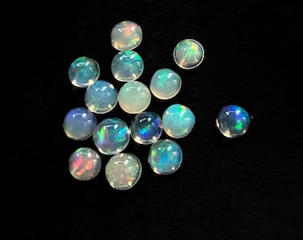 Natural Ethiopian Opal Cabochon: 4mm Round Multifire Gemstone