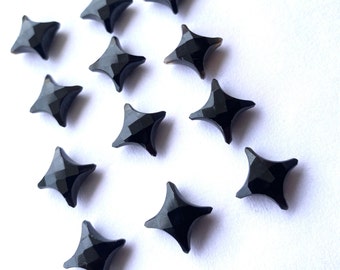 Svarta Onyx Ninja Star-pärlor: Facetterade ädelstensbrioletter (11 mm)