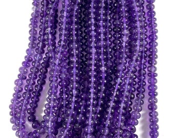 Amethyst Rondelle Gemstone Beads: 6-8mm Natural African Amethyst