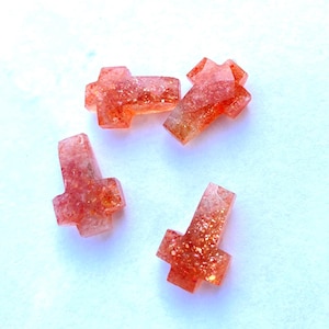 Orange Sunstone Cross Carving: Hand Carved Gemstone Jewelry (15x10 MM)