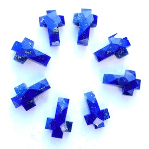 Lapis Lazuli Cross: Hand Carved Gemstone Jewelry Making (15x10 MM)