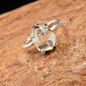 Herkimer Diamond Ring 925 Sterling Silver Hermiker Dimaond Stone Rough Herkimer Diamond Ring Beatiful Ring Gemstone Ring Gift items
