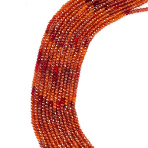 Red Zircon Faceted Rondelle Beads: 3.5mm, 13&quot; Strand