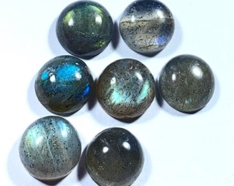 Labradorite Cabochon: Round Flat Back Loose Stone for Jewelry Making