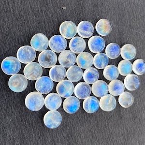 Rainbow Moonstone Cabochon: Round Gemstone for Jewelry (4-8mm)