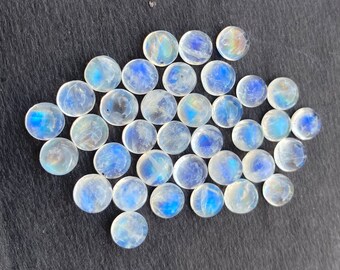 Rainbow Moonstone Cabochon: Round Gemstone for Jewelry (4-8mm)