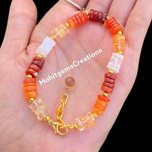 Mexican Fire Opal Bracelet: Gold Accents, Healing Gemstone Jewelry