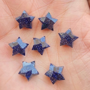 Blue Sandstone Star Briolettes: Hand Carved Gemstone Jewelry (10mm)
