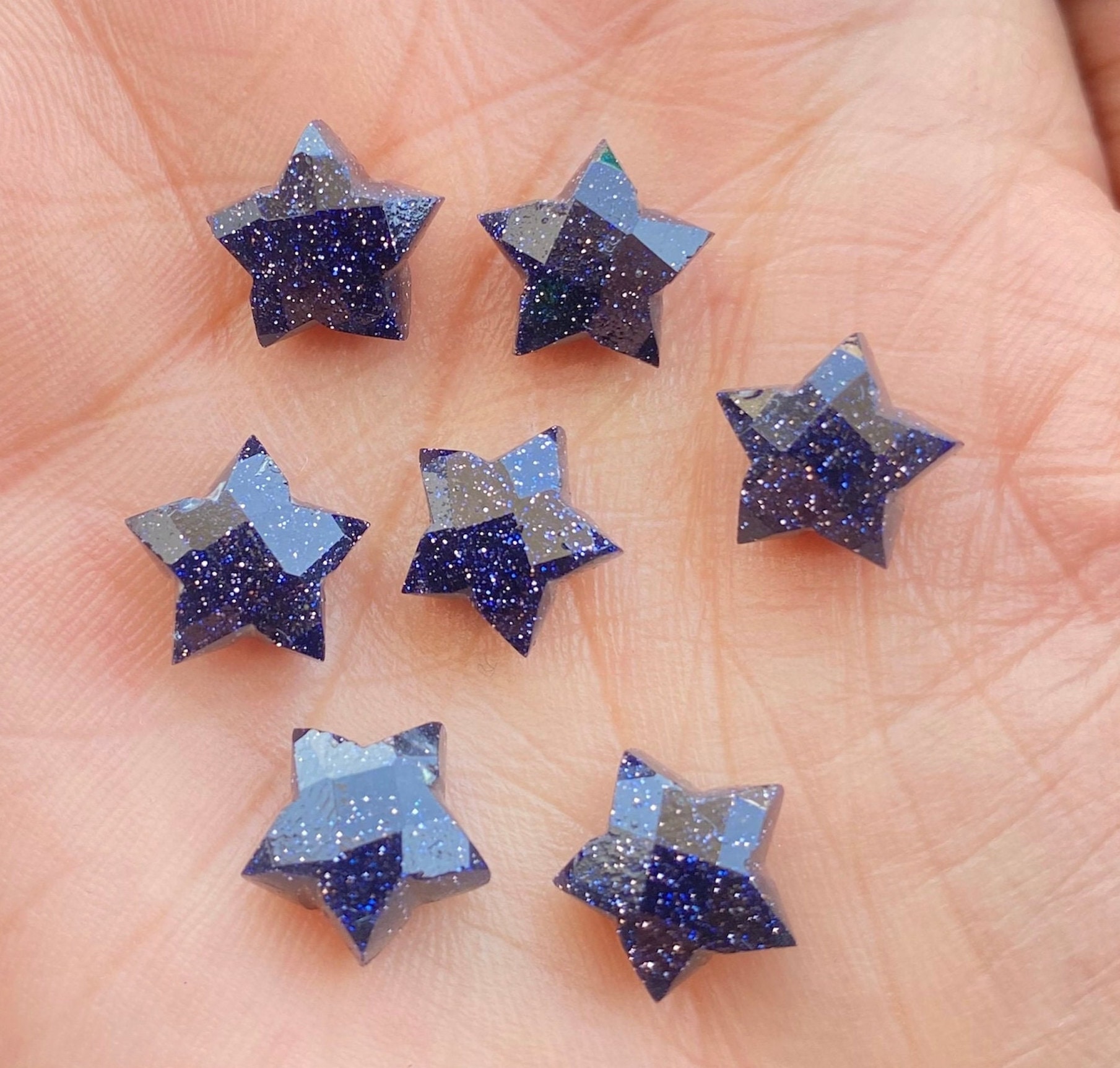 Blue Sandstone Star Briolettes: Hand Carved Gemstone Jewelry (10mm)