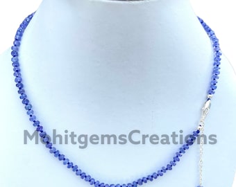 Natural Tanzanite Necklace AAA 4mm Faceted Rondelle Beaded Necklace December Birthstone Jewelry Gift For Her Handmade