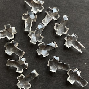 Crystal Quartz Cross Charms: Faceted Gemstone Jewelry Making (15x10 MM)