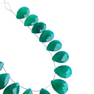 2,5,10,20 Pieces AAA Natural Green Onyx Faceted Pear Shape Beads, 13*17 MM Onyx Briolette's,