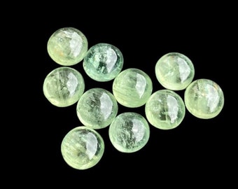 Natural Green Kyanite Cabochon: 6mm Round Flatback Gemstone