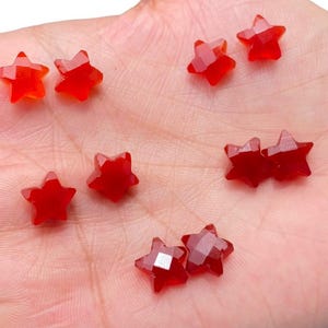 2,3,4,5 Pcs Red Onyx Hand Carved Star Shape, Carved Star Shape Gemstone For Jewellery, Onyx Star Cabochon, Crystal Star, Gift For Her 10 mm