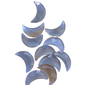 2,3,4,5,6 Pcs Natural Grey Moonstone Moon Shape Briolettes, Hand Carved Moon Beads Briolettes, Moon Shape Gemstone, Carved Briolettes,