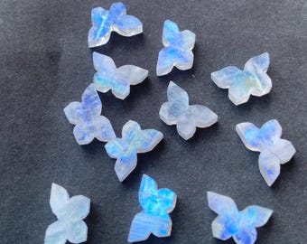 Rainbow Moonstone Butterfly: Hand Carved Gemstone Jewelry Making (7x12 MM)