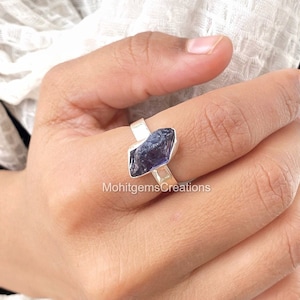 Iolite Gemstone  Ring, Iolite Rough Stone Ring, Gemstone Ring,Rough Gemstone Engagement Ring, 925 Sterling Silver Ring, gifts For Her