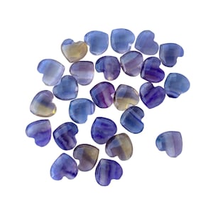 Fluorite Heart Briolettes: Faceted Gemstone Beads, 10mm