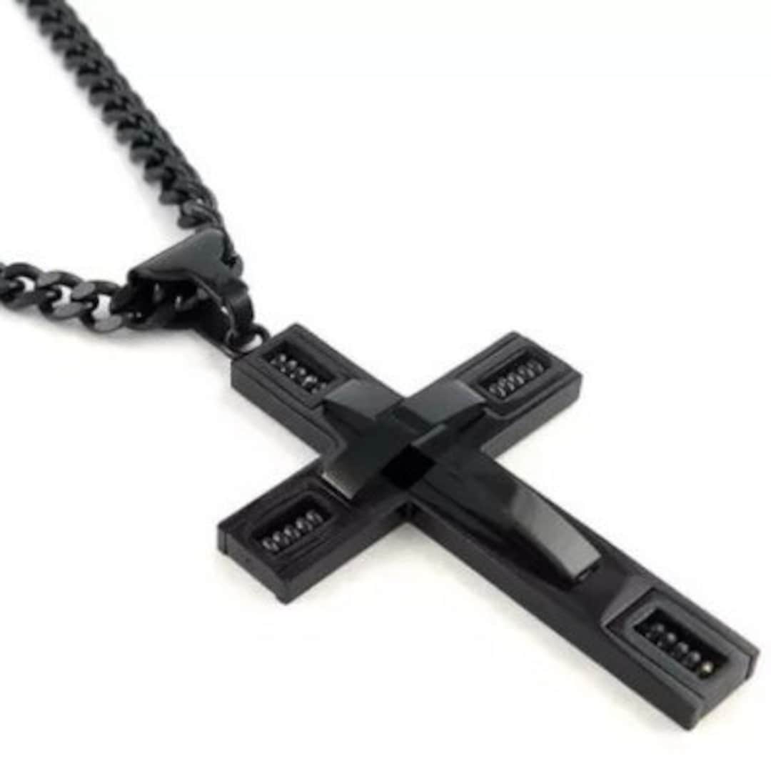 Black Cross Necklace for Men Men's Cross Necklaces Large Cross Necklace