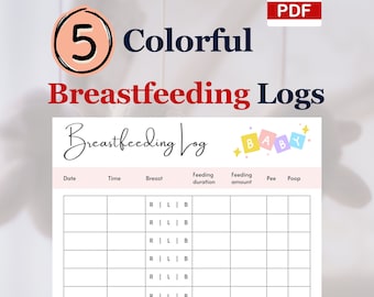 Printable breastfeeding log with diapering tracker - baby tracker - hospital baby printable - baby care template - mother to be gift