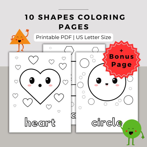 Shape Coloring Pages for Kids: 10 Printable Designs (PDF)