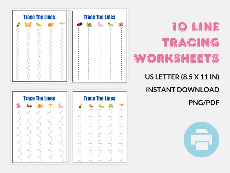 10 Printable Line Tracing Worksheets for Preschoolers, Homeschool Busy ...