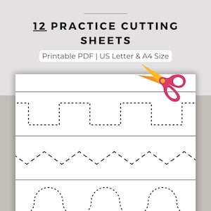 12 Montessori-printables - oefenbladen knippen - printables voorschoolse - schaaroefeningen - huiswerk voorschoolse - kleuterschoolhuiswerk
