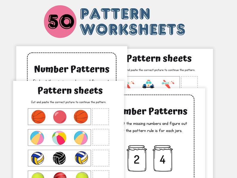 Pattern Worksheets for Kids: 50 Printable Learning Activities (PDF) - Etsy