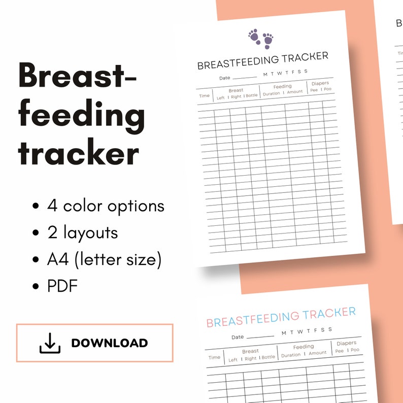Printable Breastfeeding Tracker Template Baby Feeding - Etsy