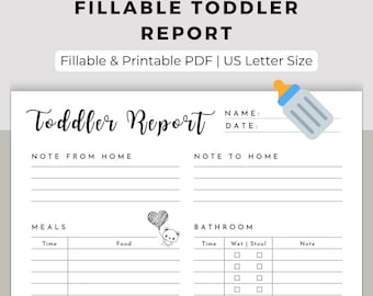 Daily Toddler Report Printable: Babysitter & Nanny Log (PDF)