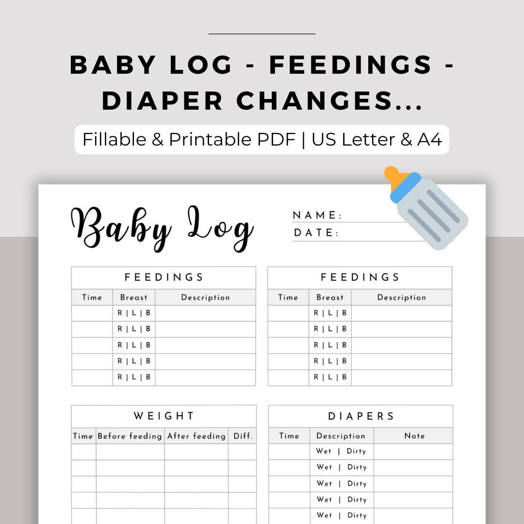 Breastfeeding Tracker Daily Baby Log Printable Baby Care Log Baby ...