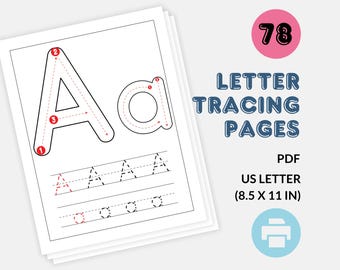 Alphabet Tracing Worksheets: 78 Letter Handwriting Practice Pages (PDF)