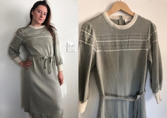Vintage 80’s Midi Sweater Dress|Size Large|Castle… - image 2