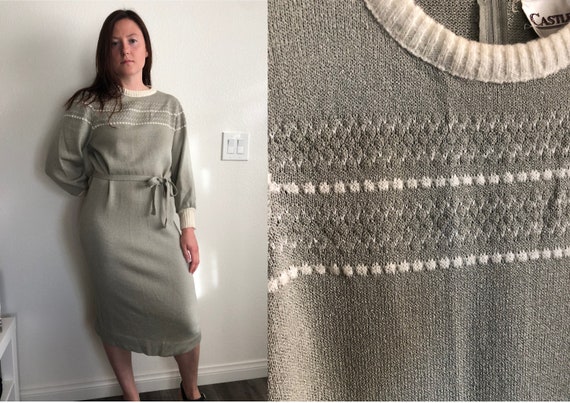 Vintage 80’s Midi Sweater Dress|Size Large|Castle… - image 3