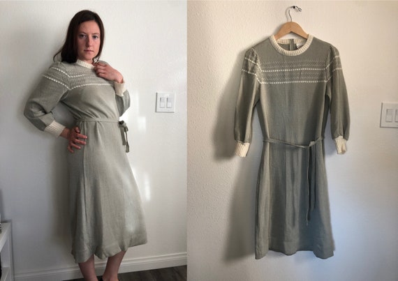 Vintage 80’s Midi Sweater Dress|Size Large|Castle… - image 1