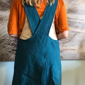 Linen japanese cross back apron