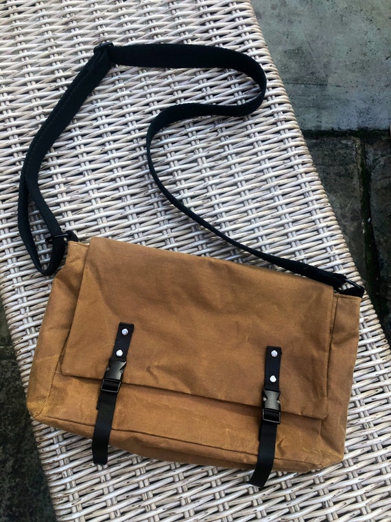 Waxed Cotton Messenger Bag Etsy
