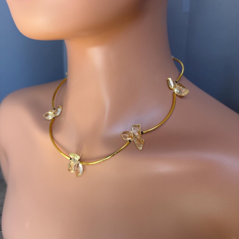 Pendent Triangle Pattern Gold Plated Tubes With Citrine Triangles Beads Necklace. - Etsy