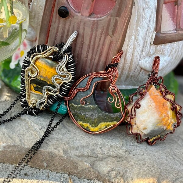 Bumble Bee Jasper Necklace Collection High Quality Crystal Jewelry Handmade Pendants